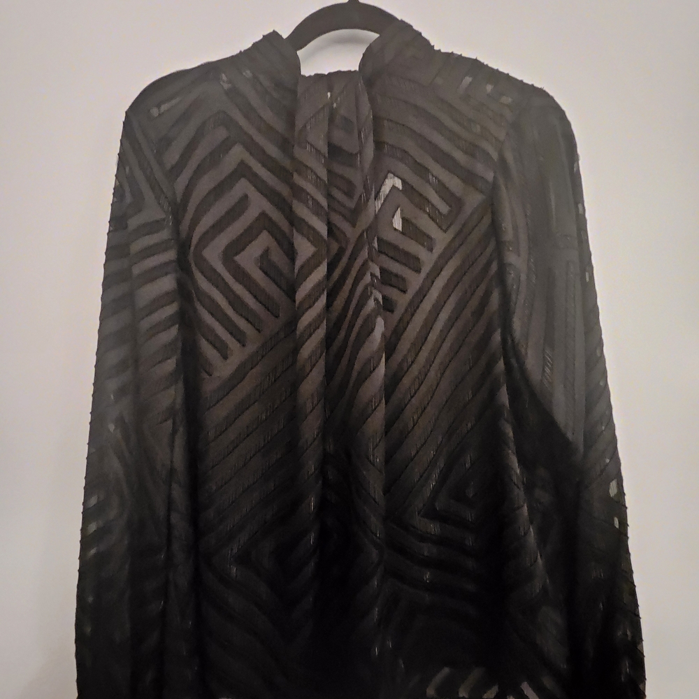 Express Black Geometric Sheer Blouse